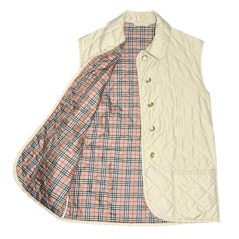 Burberry - Vintage Cream Quilted Vest -  Plaid Lining - Men’s M
